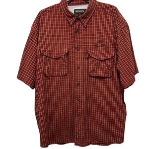 WOOLRICH John Rich & Bros. Shirt Mens Size XXL Bright Red Plaid Button Down